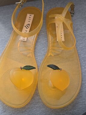Katy Perry Collections Yellow Jelly Sandals with Fruit Accent